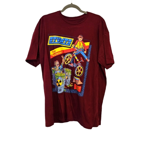 Mens t-shirt stunts for beginners logo size XL color maroon - Picture 1 of 3